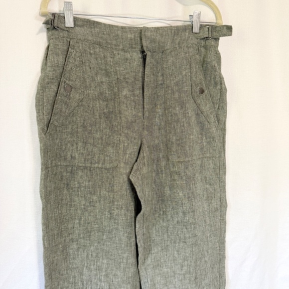 Athleta Voyager Cropped Linen Pants in Aspen Olive Size 6 - Picture 4 of 9